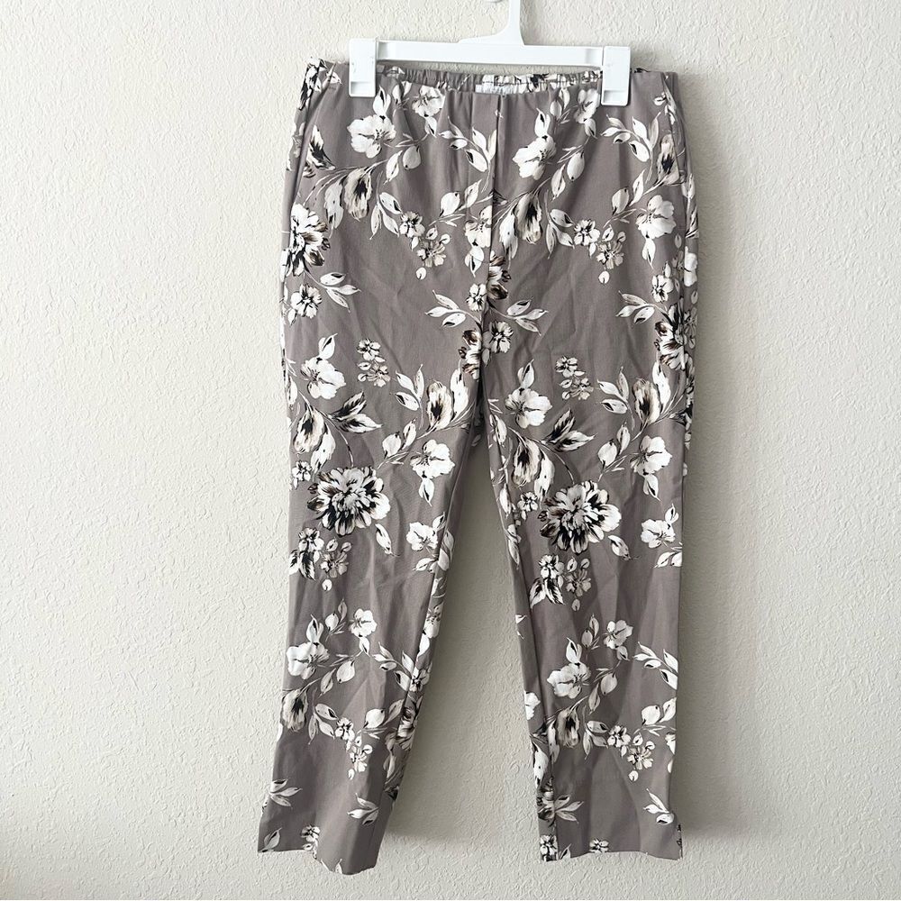 J.Jill Premium Bi Stretch Mid Rise Floral Cropped Pants Pull On Size 10